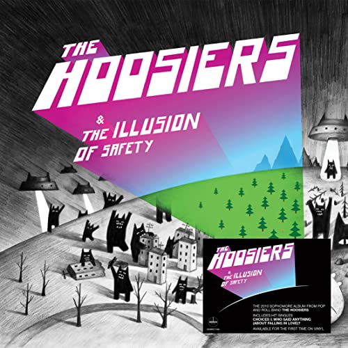 Album cover for The Hoosiers’ “The Illusion Of Safety” with stylized landscape.