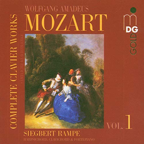 CD cover for Mozart’s complete clavier works, featuring a painting of a family.