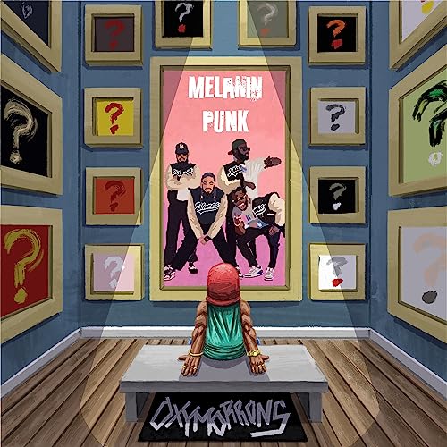 CD cover art: illustrated group portrait in a gallery setting.