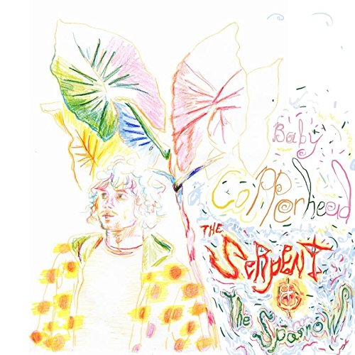 A sketch of a person surrounded by leaves with multicolored handwritten text overlay.