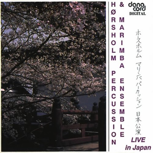 CD cover with cherry blossoms and text: "Horsholm Percussion Ensemble - Live in Japan".