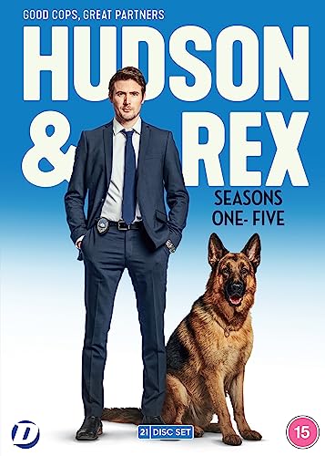 DVD cover for Hudson and Rex seasons one through five featuring a man and dog.