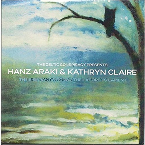 "Album cover with abstract watercolor painting of a tree and ocean waves."