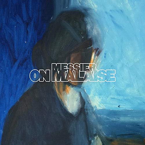 "Album cover featuring a painting of a person with a blue background and text overlay."