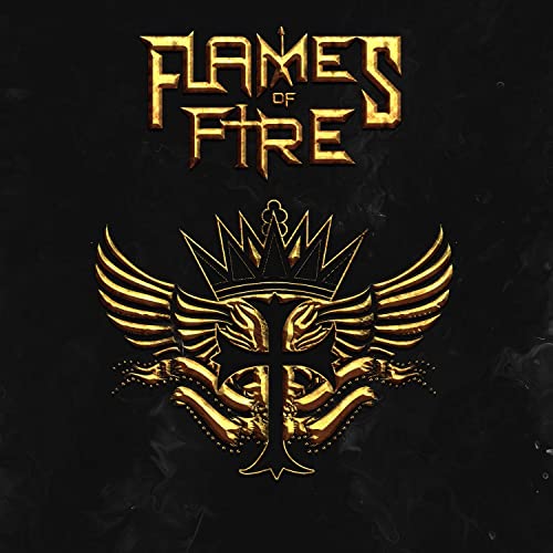 Golden "Flames Of Fire" logo over a black background with winged crown.