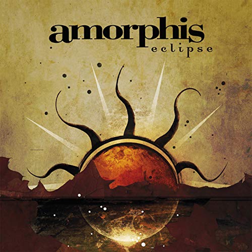 Album cover art for "Amorphis - Eclipse" featuring a stylized sun and moon illustration.