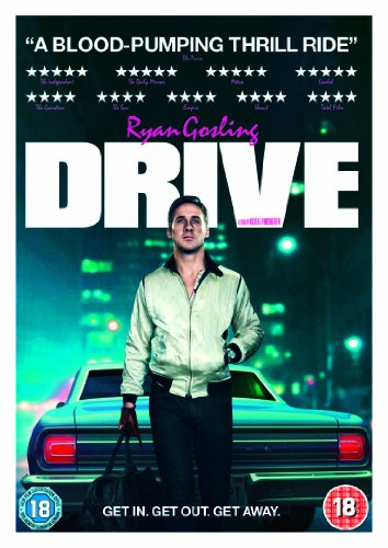 DVD cover for "Drive" featuring Ryan Gosling and a car.