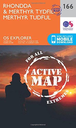 OS Explorer Map Active (166) Rhondda and Merthyr Tydfil