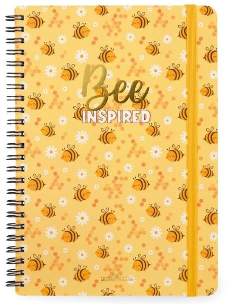 Legami - Large Spiral Weekly Calendar, 12 Months, from January 2024 to December 2024, Folding Planner 2024/2025, Elastic Closure, Final Pocket, Address Book, 15x21 cm, Bee Theme