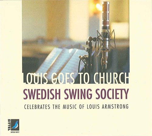 CD cover: microphone over sheet music, text “Louis Goes to Church”.
