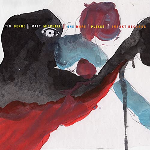 CD cover with abstract watercolor painting of red, black, and blue shapes.