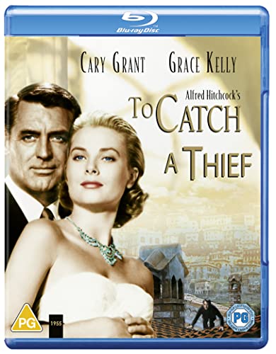 BluL Blu-ray case for To Catch a Thief featuringL featuring Cary Grant and Grace Kelly.