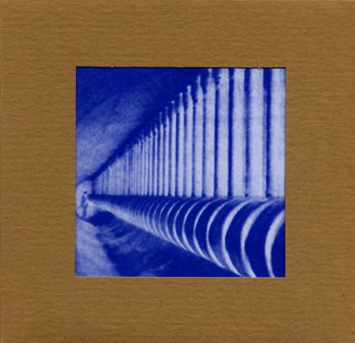 Blue and white abstract image of a tunnel or pipes.