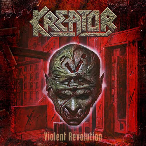 Kreator album cover: distressed face with “Violent Revolution” text.