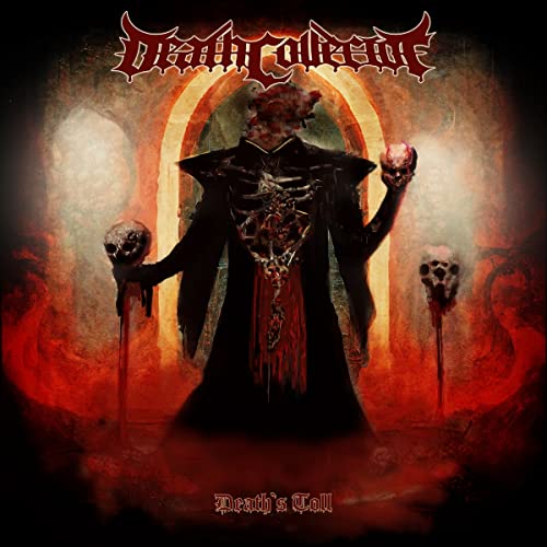 Dark album cover featuring a cloaked skeletal figure holding severed heads.