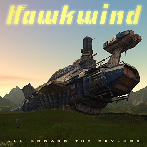 A CD cover featuring a crashed spaceship in a green field with mountains behind.