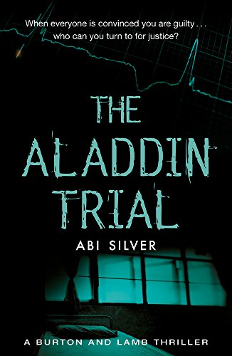 "The Aladdin Trial" book cover with a dark background and teal accents.