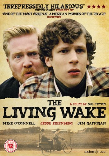 DVD cover for "The Living Wake" featuring two men and a small illustration.