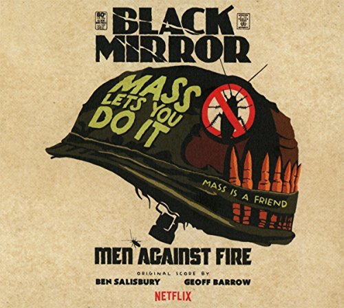 Black Mirror: Men Against Fire CD cover with helmet and bullets.