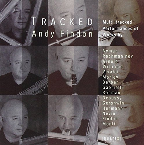 "CD cover with a grid of 8 photos of a man playing various woodwind instruments."