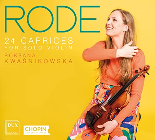 CD cover featuring violinist Roksana Kwasnikowska with her instrument.