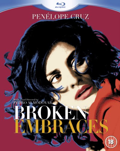 Blu-ray cover for “Broken Embraces” featuring Penélope Cruz in a red dress.