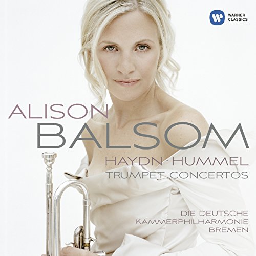 "CD cover featuring Alison Balsom holding a trumpet, wearing a white dress."
