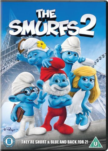 DVD cover for "The Smurfs 2" featuring several blue Smurf characters.