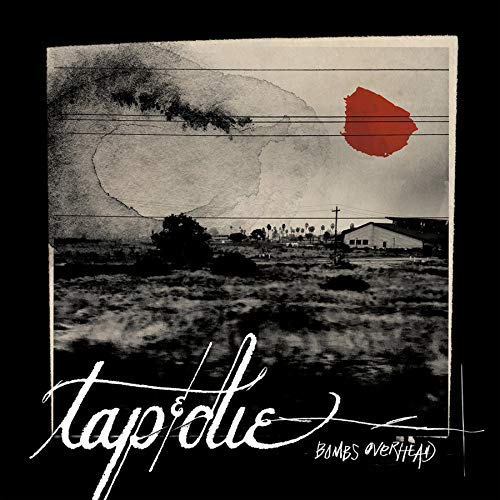 Vinyl record cover: landscape with red sun, stylized text "Tap & Die".