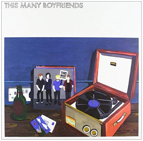 "Album cover art featuring a record player and the band 'This Many Boyfriends'."