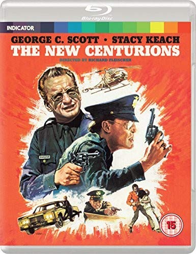 Blu-ray cover for "The New Centurions" featuring police officers with guns.