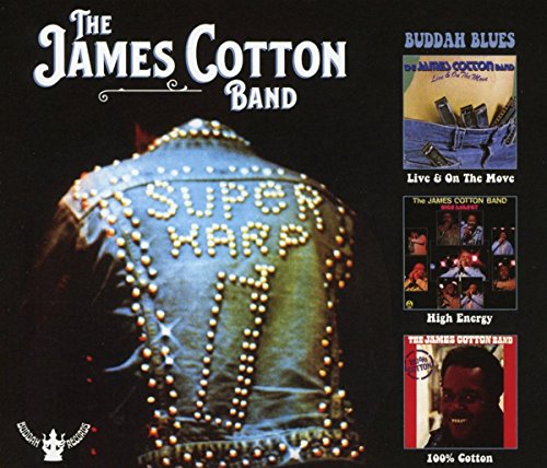 Album cover featuring a denim jacket with Super Harp in studs and three albums.