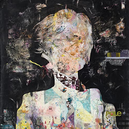 Abstract painted portrait with blurred features and colorful splatters.