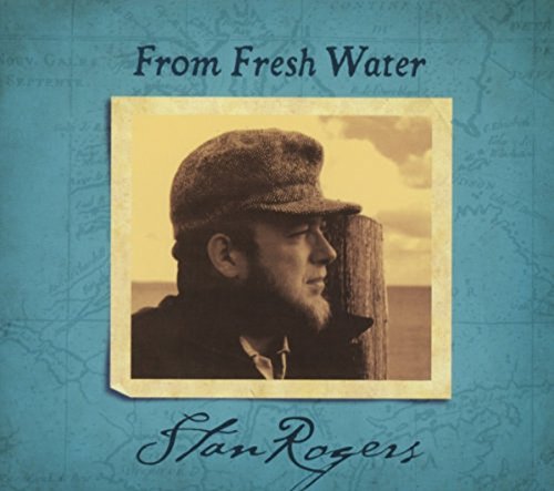 "Album cover with a man in a hat on a blue background."
