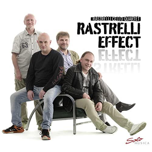 Four men posing casually, album cover for Rastrelli Cello Quartet.