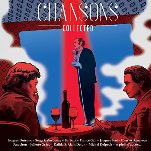 Album cover for “Chansons Collected” featuring a singer and two patrons.