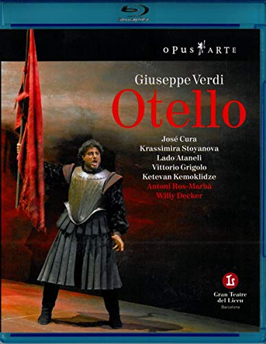 Blu-ray cover for Verdi’s *Otello* featuring a tenor in costume.