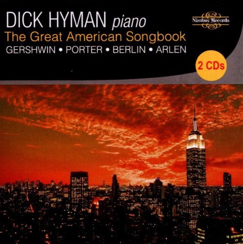 "Dick Hyman piano album cover featuring a New York City skyline at sunset."
