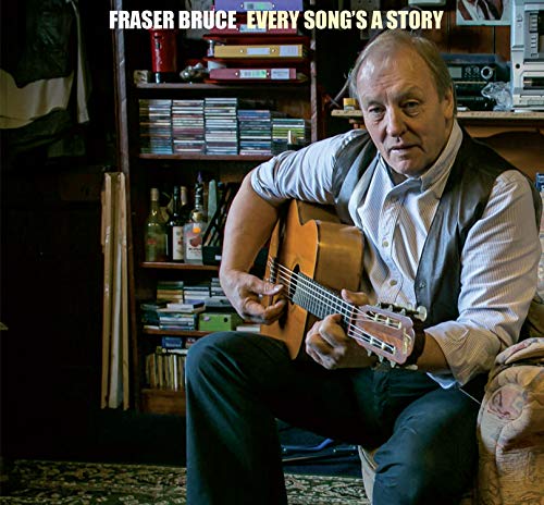 "Album cover with a man holding a guitar, sitting in a cluttered room."