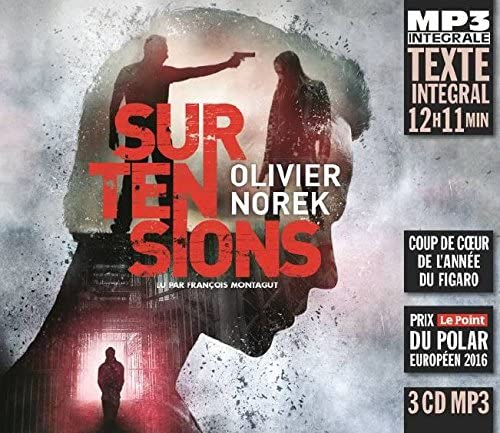CD cover: shadowy figures with guns, bold red text "SURTENSIONS" and author name.