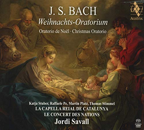 "Album cover featuring a Renaissance painting of the Nativity scene with white text overlay."
