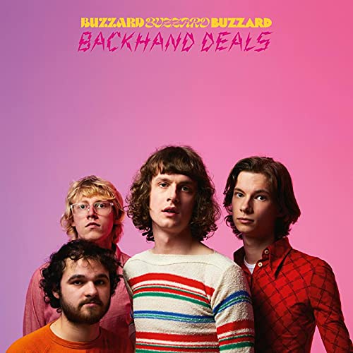Album cover for Buzzard Buzzard Buzzard’s “Backhand Deals” featuring four people.