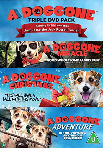 DVD cover for "A Doggone Triple" featuring three dog-themed movie posters.