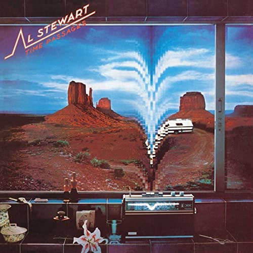 Album cover: desert landscape viewed through a window with a radio.