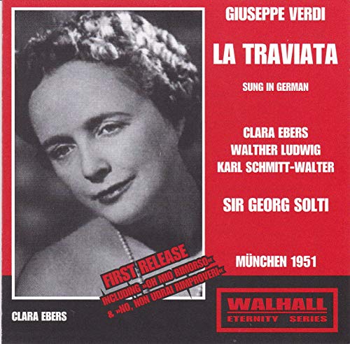 CD cover for Verdi's La Traviata, featuring Clara Ebers in portrait.