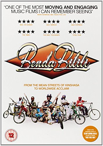 Benda Bilili" DVD cover featuring a group of musicians on bicycles.