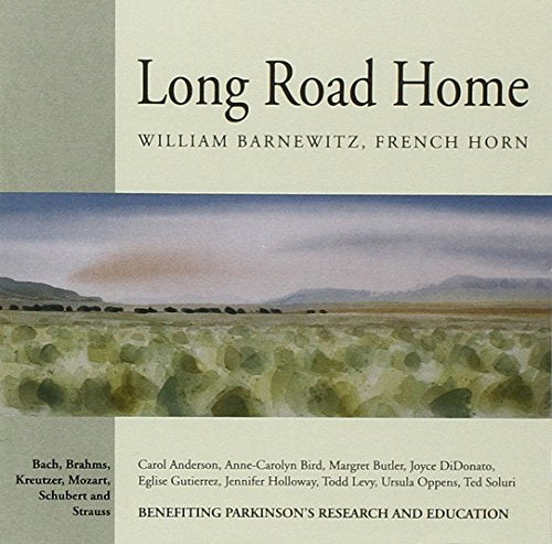 "CD cover with watercolor landscape and text 'Long Road Home' by William Barnewitz."