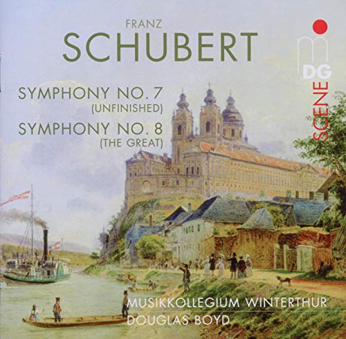 CD cover for Schubert symphonies featuring a painted castle scene.