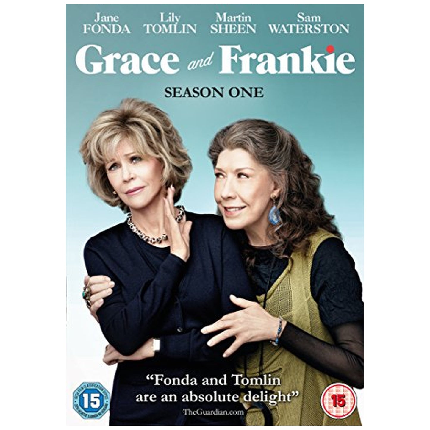 DVD cover of "Grace & Frankie Season 1" featuring two women against a blue background.