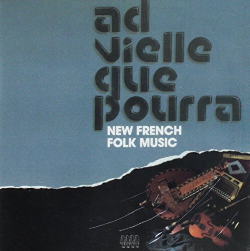 "CD cover with torn edge, musical instruments, and 'New French Folk Music' text."